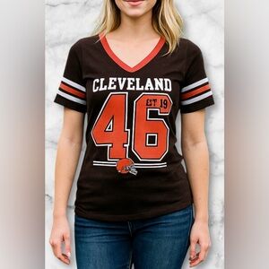 NFL Team Apparel Women’s Cleveland Browns VNeck Short Sleeve Jersey Size Small